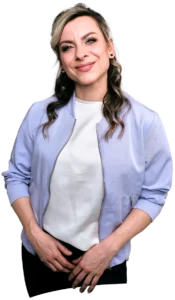 Jenna von Thäne – Moderatorin mit Mikrofon, Portrait für die Startseite