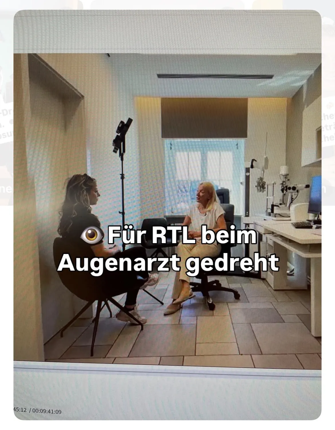 Jenna von Thäne bei einem RTL-Dreh beim Augenarzt