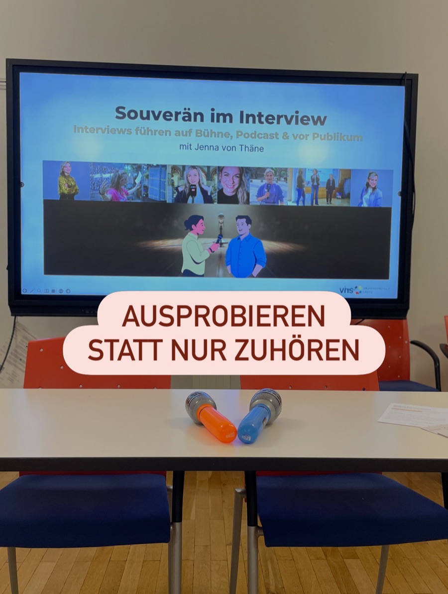 Kursraum mit Folie Ausprobieren statt nur zuhören