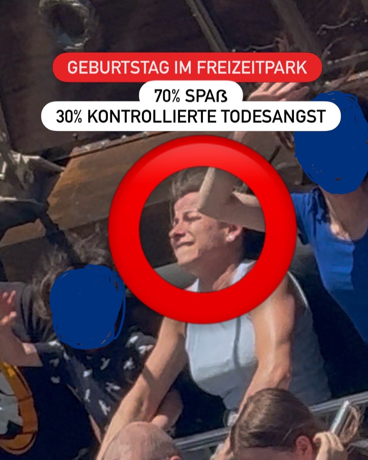 Jenna von Thäne im Freizeitpark mit dem Text Geburtstag im Freizeitpark